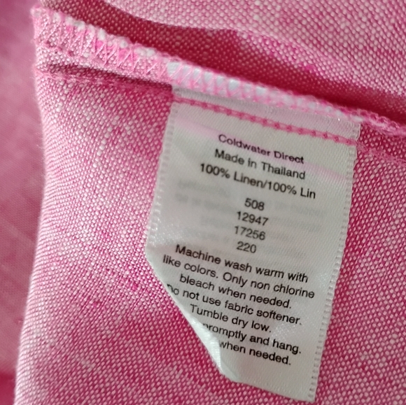 Coldwater Creek Linen Button Up Shirt Strawberry Pink Classic Coastal Size XL - Picture 17 of 17